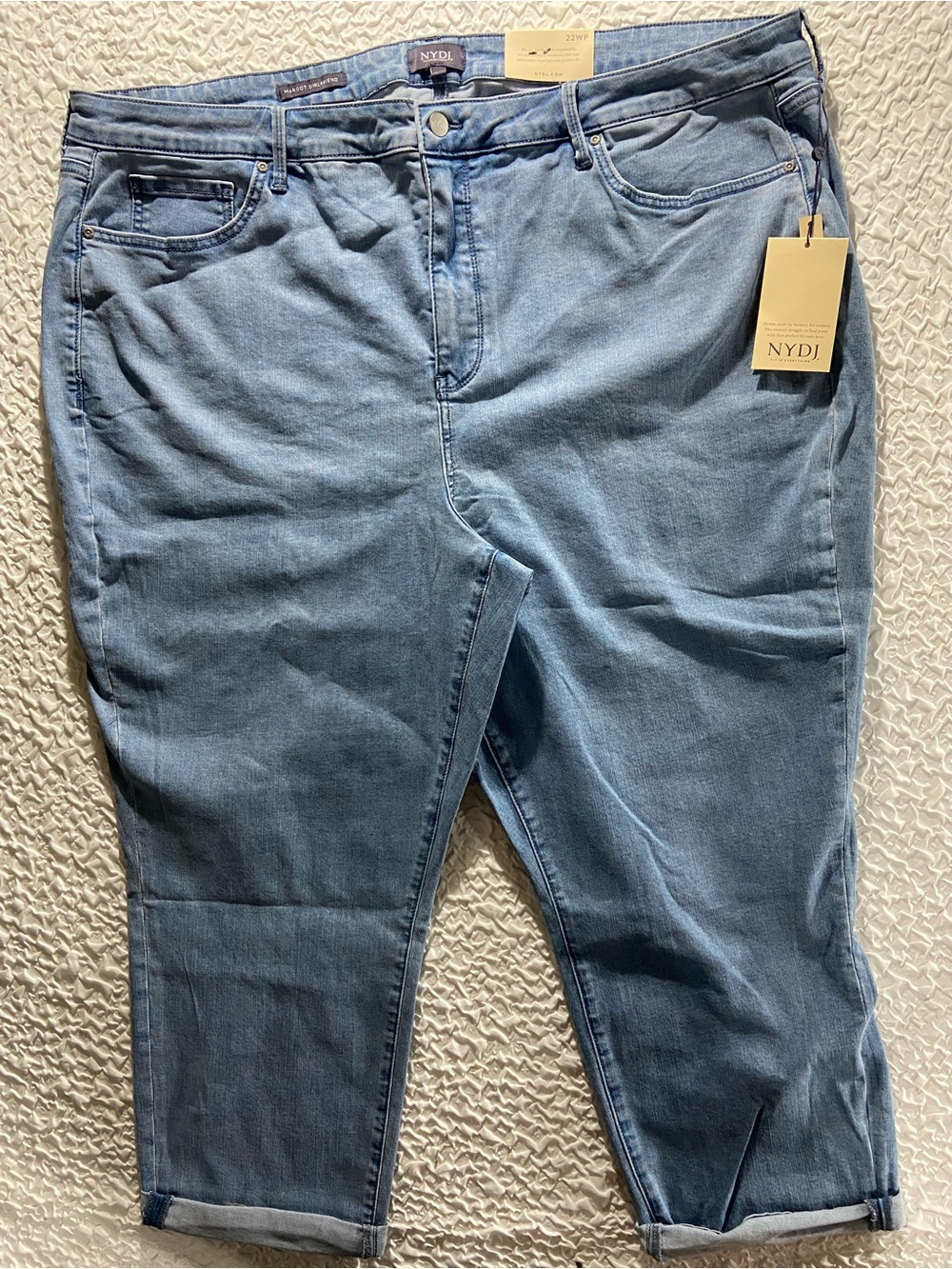 NYDJ Light Wash Ankle Crop Stretch Jeans Margot Girlfriend LiftXTuck NWT
